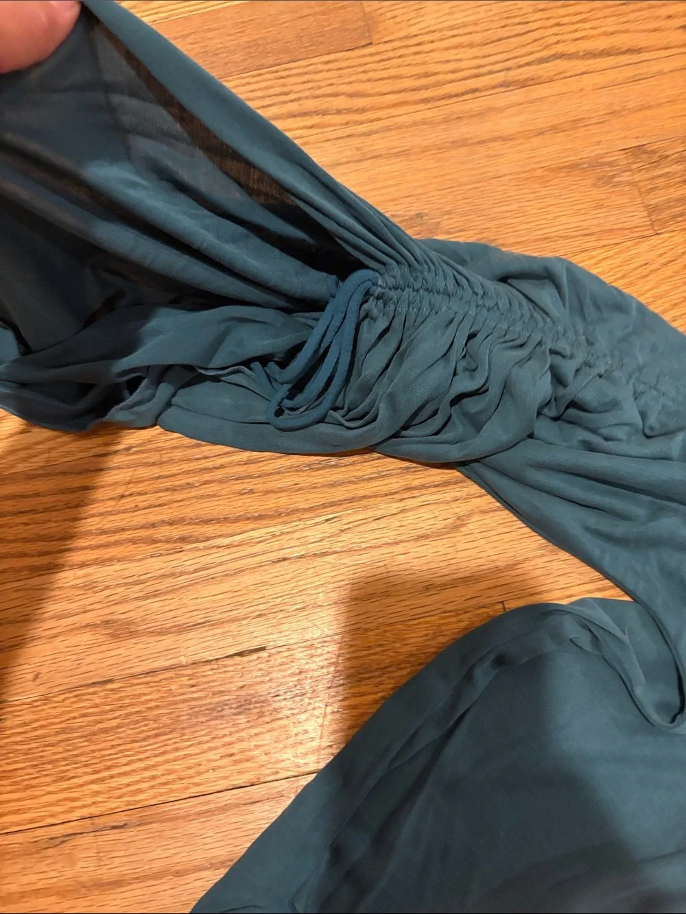 Free People Teal V-Neck Long Sleeve Blouse